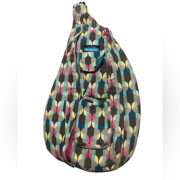 Kavu multicolor 100% cotton rope sling crossbody bag outdoor hiking boho - Picture 1 of 9